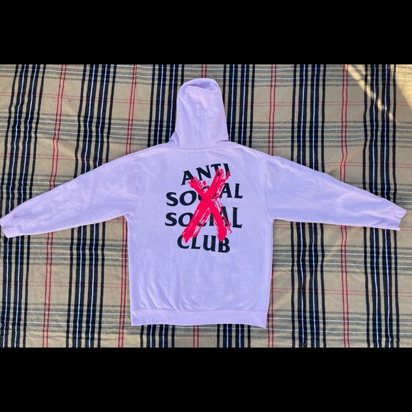 Anti Social Social Club Cancelled Hoodie Mens Sz Large Color Pink ASSC - Picture 12 of 12